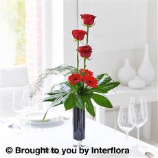 Elegant Crimson Rose &amp; Germini Vase