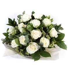DOZEN LONG STEMMED WHITE ROSES