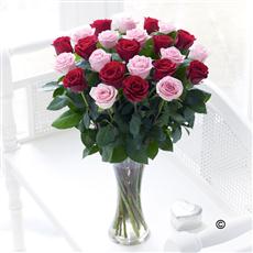 Extra Large Elegant Pink &amp; Red Rose Vase Arrangement